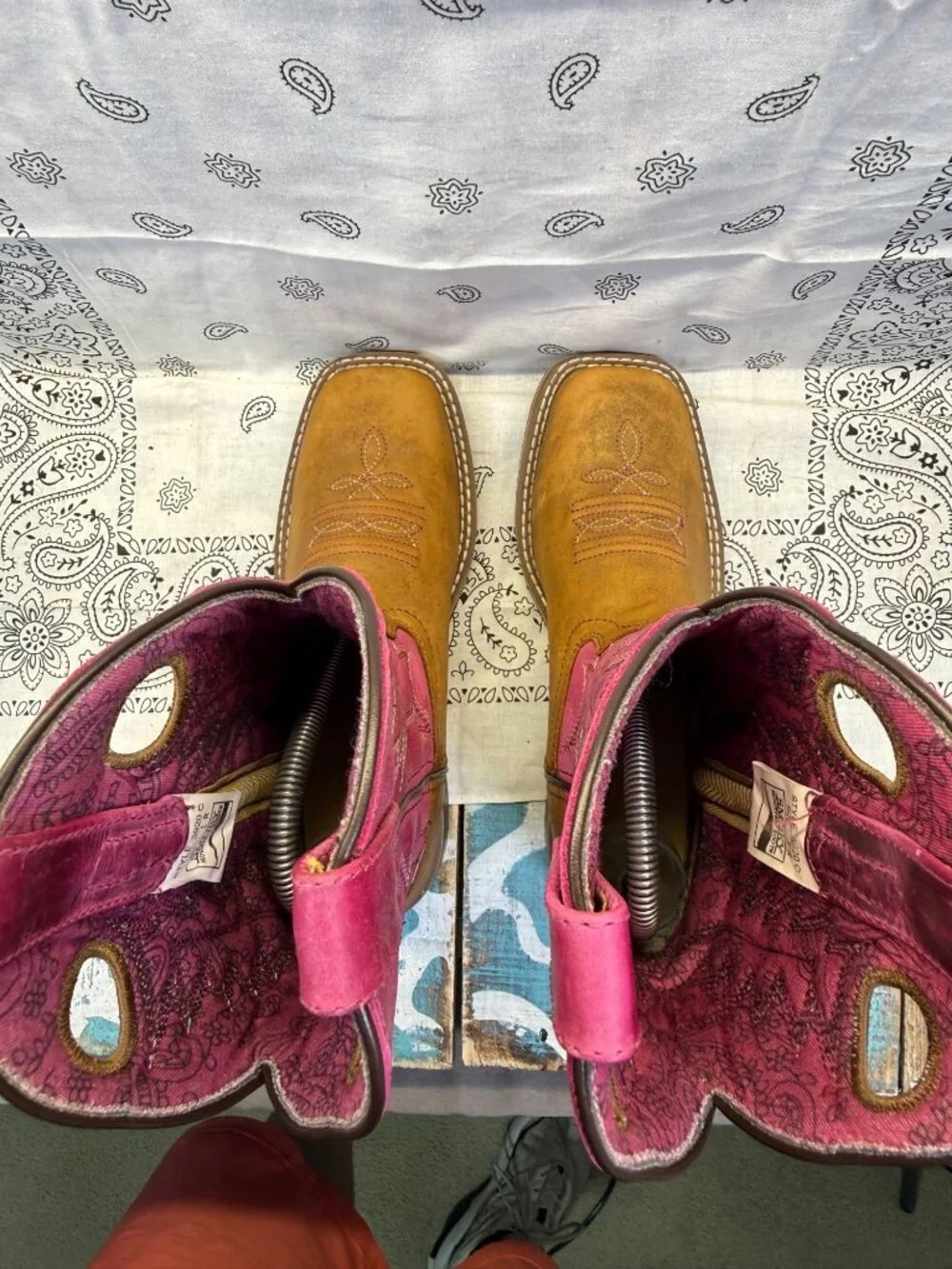 Smoky Mountain Boots Brown/Pink Leather Kids Cowboy Western 3920C Size 1R EUC